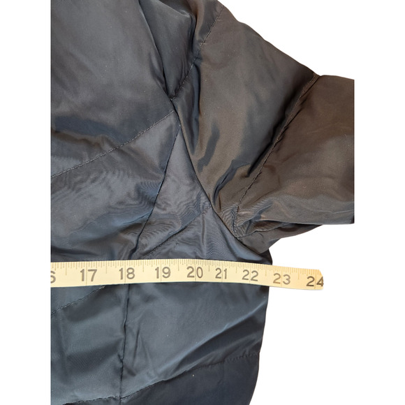 Cole Haan signature down feather puffer coat sz XL faux fur zip front navy brown - Picture 13 of 16